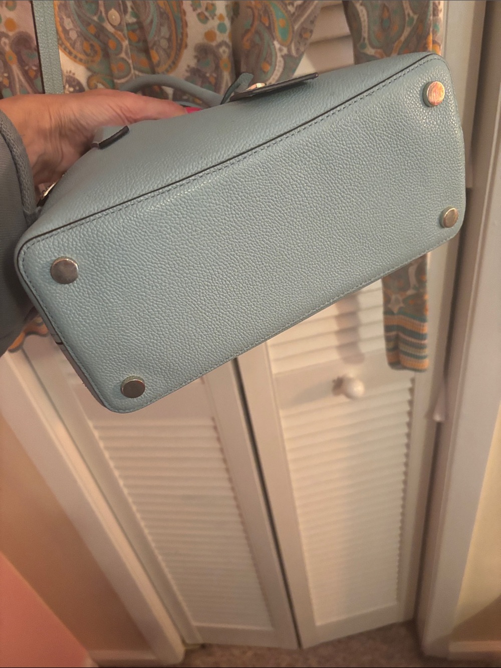 kate spade light blue pebbled leather satchel - Picture 3 of 4